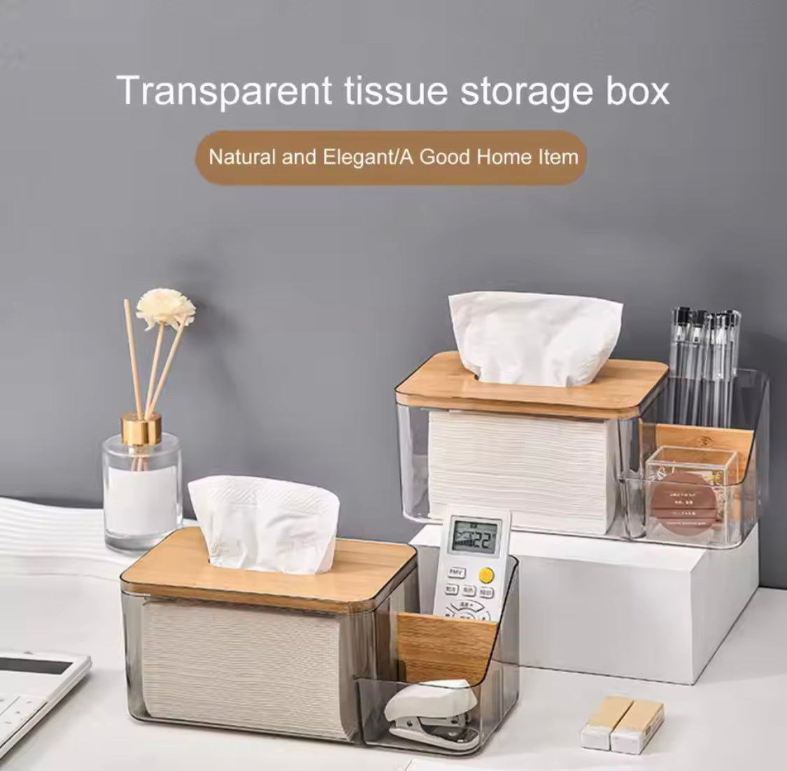 Acrylic Tissue Box With Wooden Cover, Tissue Box With Remote Holder, Kitchen Room Napkins Organizer Acrylic Tissue Box With Wooden Cover, Tissue Box With Remote Holder, Kitchen Room Napkins Organizer
